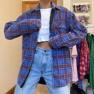 Vintage Plaid Shacket -Button Down Shirt Jacket